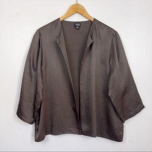 Eileen Fisher | Brown Silk Open Front Top